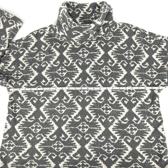 Sundance In The Fjords Gray White IKAT Print Cotton Turtleneck Sweater Size XL - Picture 5 of 10